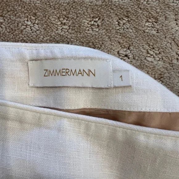 Authentic Zimmermann Cream Linen Skirt